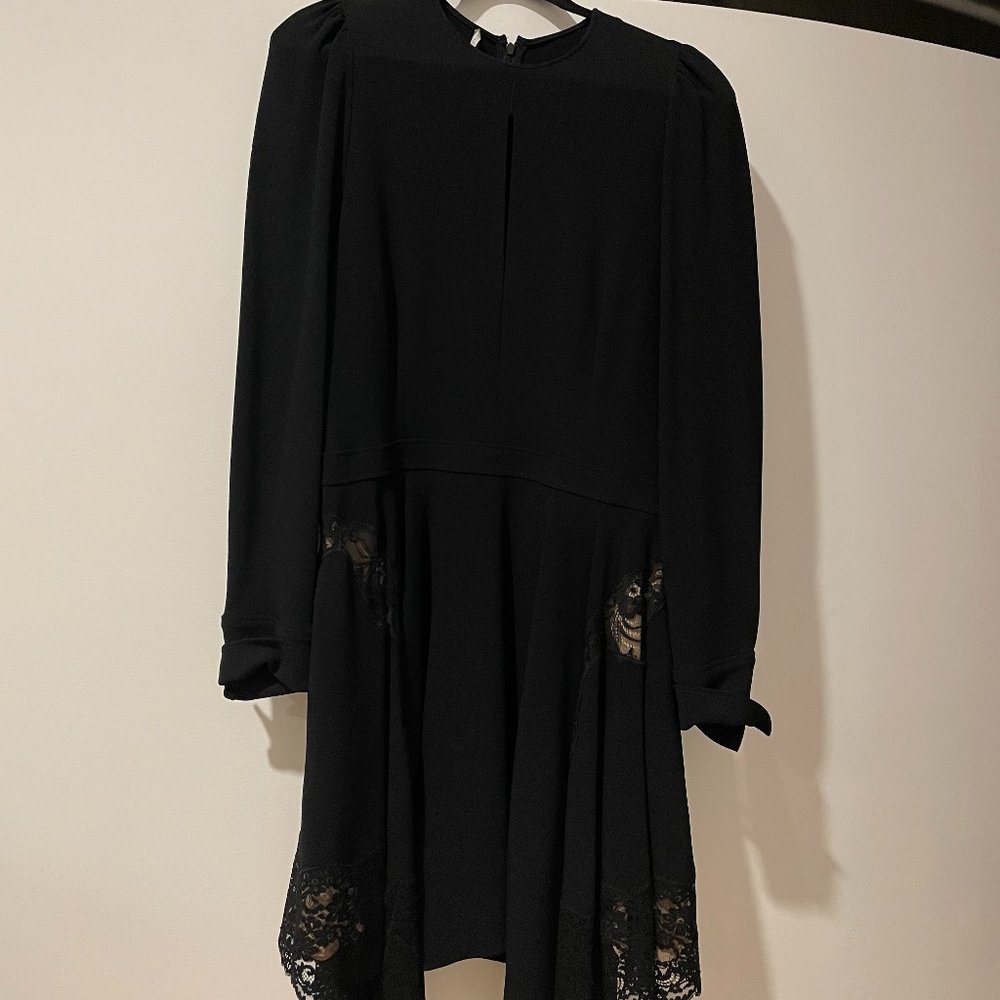 Stella McCartney Lace Panelled Asymmetric Long Sleeve Dress